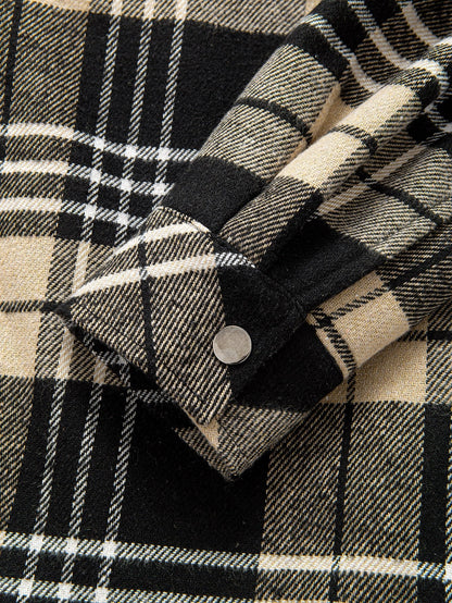 Teddygefütterte Flanell-Karo-Hemdjacke mit Kapuze