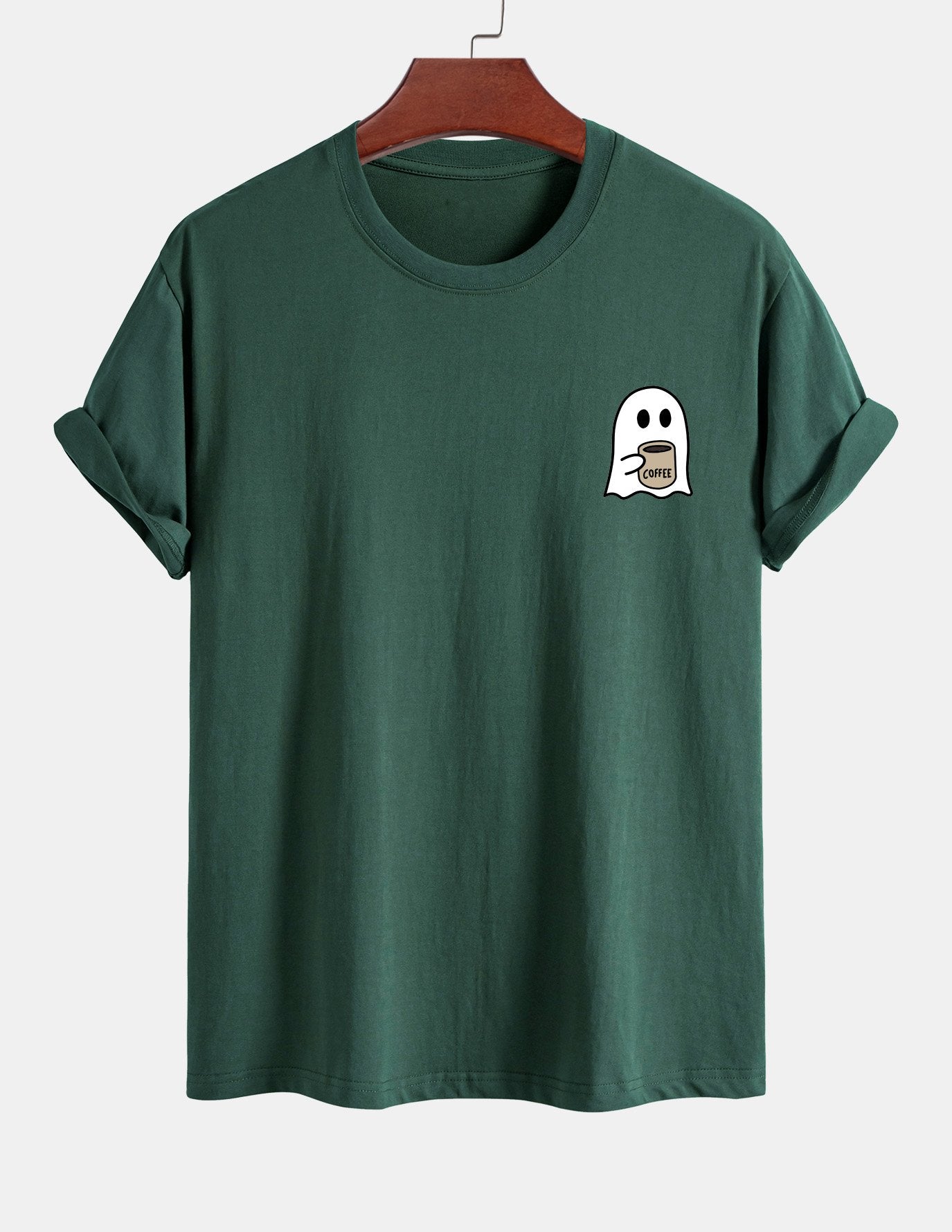 Regular Fit Cotton T-Shirt with Ghost Coffee Print