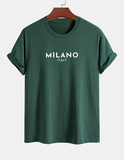 Regular Fit Milano Italian Print Cotton T-Shirt