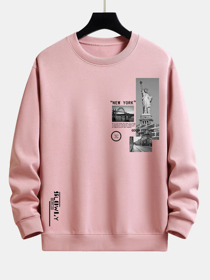 Relaxed Fit Sweatshirt with New York Architecture Print
