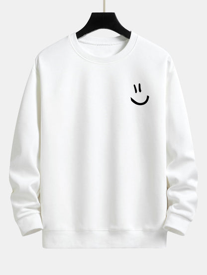 Relaxed Fit Sweatshirt with Smiley Face Print