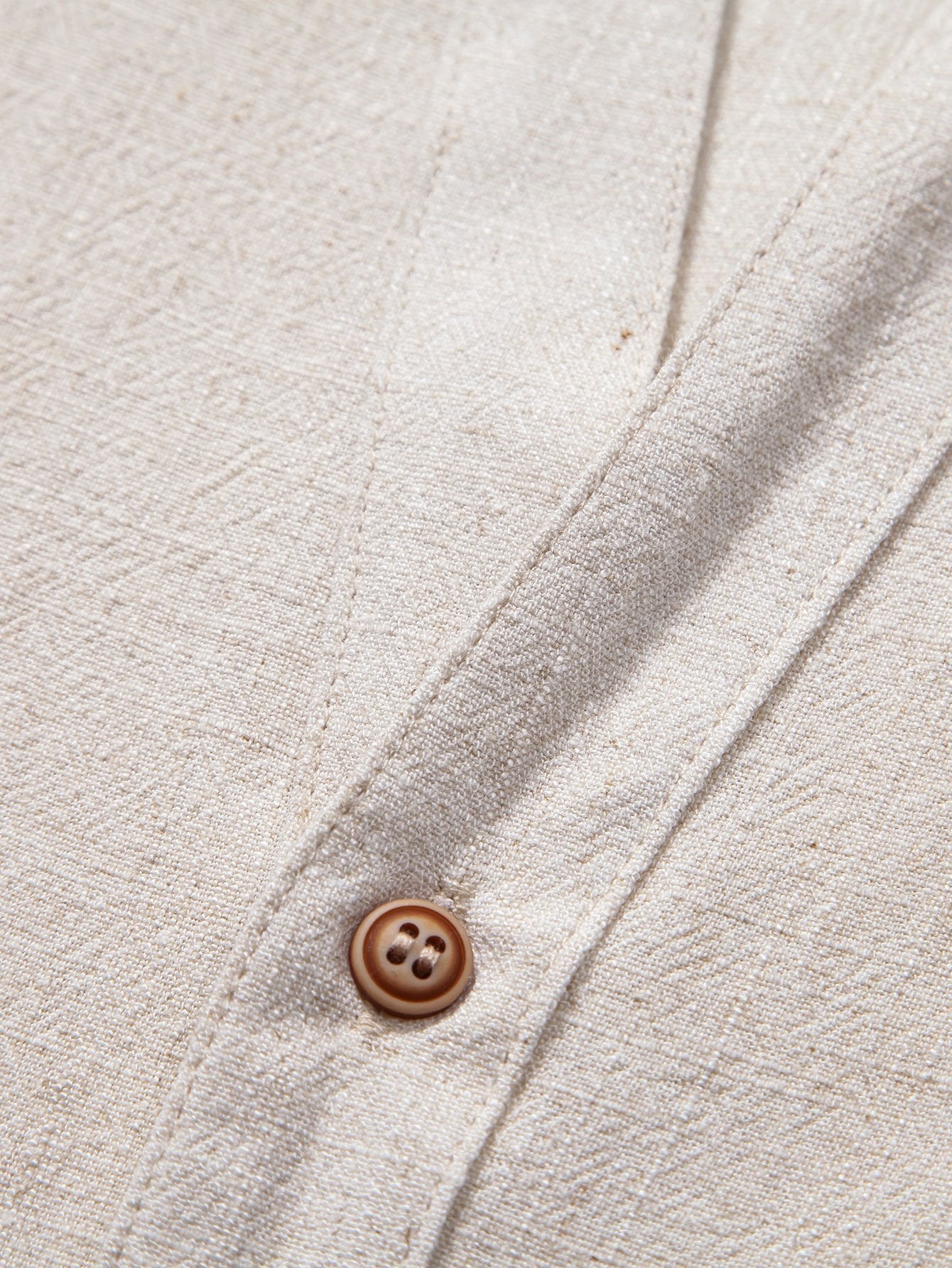 V-Neck Leinen-Rayon-Hemd & Gerade Leinenhose