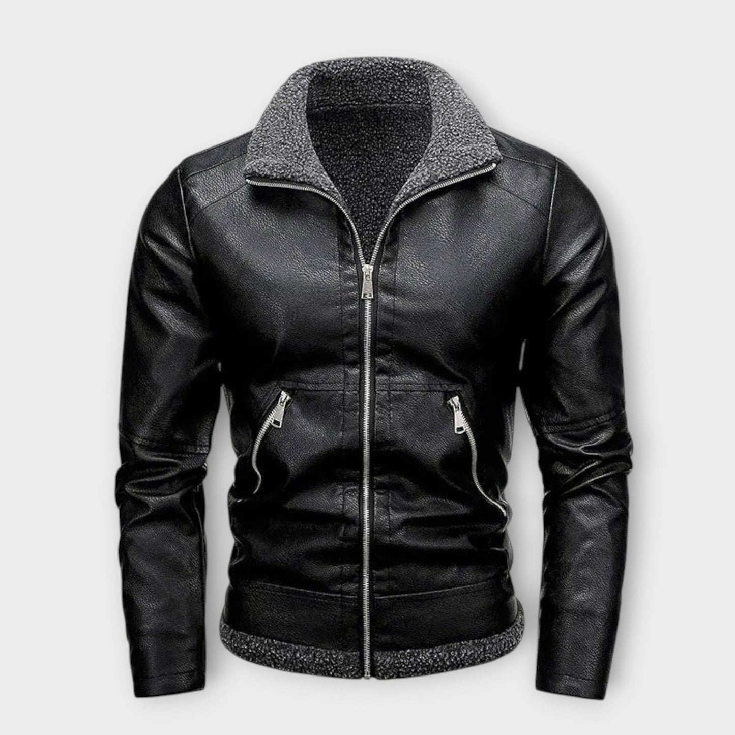 Elegante Jacke aus Leder und Fleece