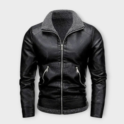 Elegante Jacke aus Leder und Fleece