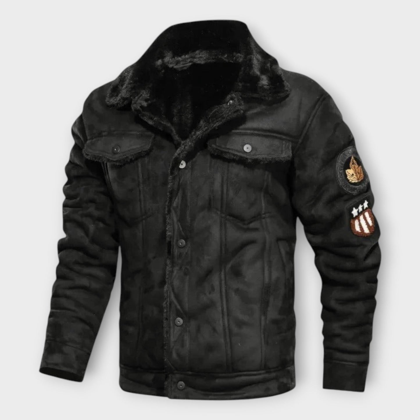 Elegante und warme Fleece-Lederjacke