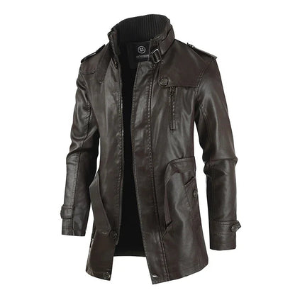 Elegante lange Bikerjacke aus Leder