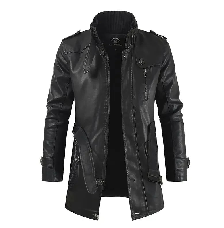 Elegante lange Bikerjacke aus Leder