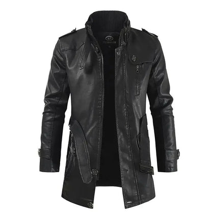 Elegante lange Bikerjacke aus Leder