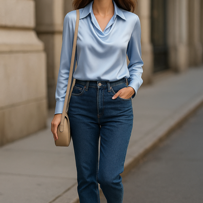 WULFRADA I GLÄNZENDE LANGARM-BLUSE