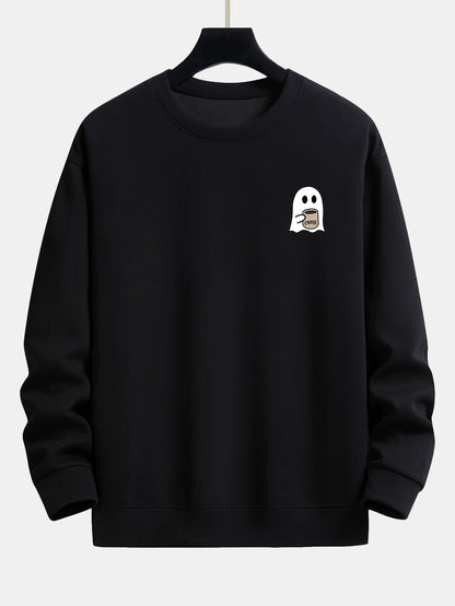Relaxed Fit Sweatshirt with Ghost Coffee Print