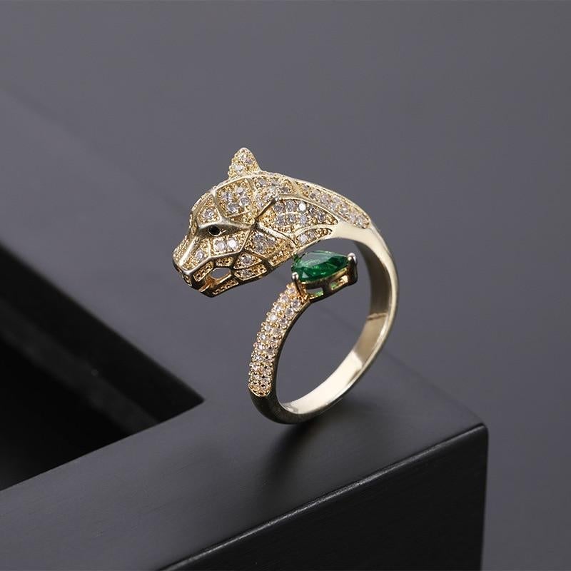 Verstellbarer Leopard-Ring mit Zirkonia-Finish