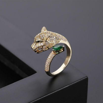 Verstellbarer Leopard-Ring mit Zirkonia-Finish