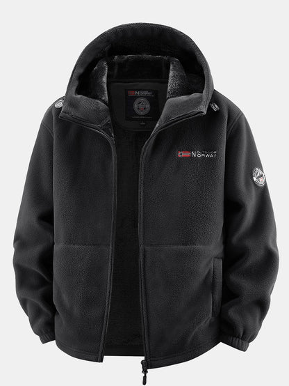 Teddy-Fleece gefütterter Kapuzenmantel aus Polar-Fleece