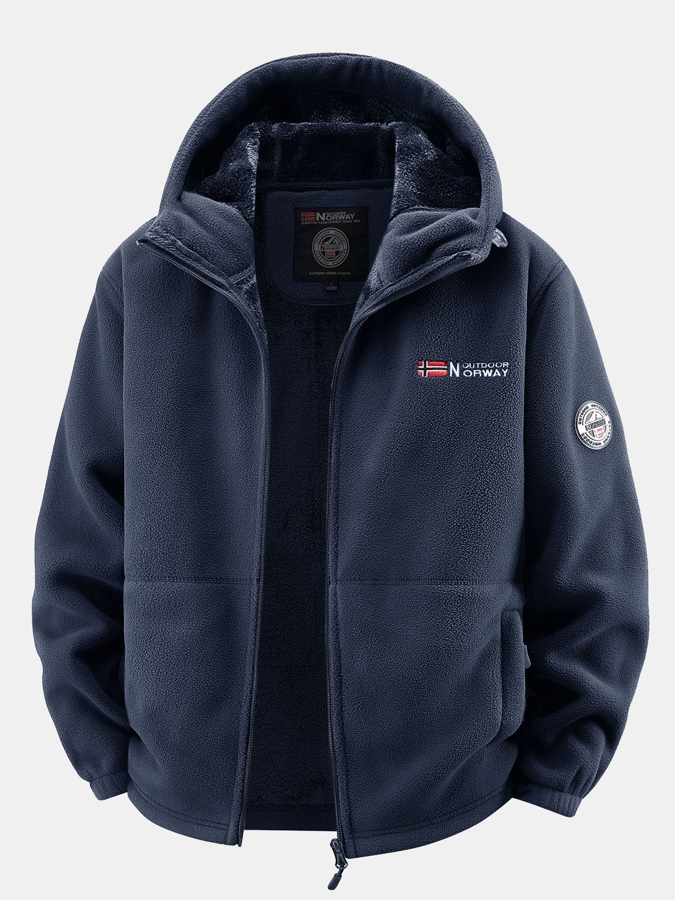 Teddy-Fleece gefütterter Polar-Fleece Kapuzenmantel