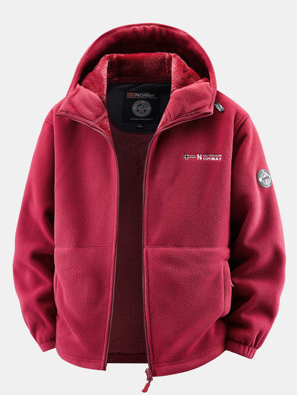 Teddy-Fleece gefütterter Kapuzenmantel aus Polar-Fleece