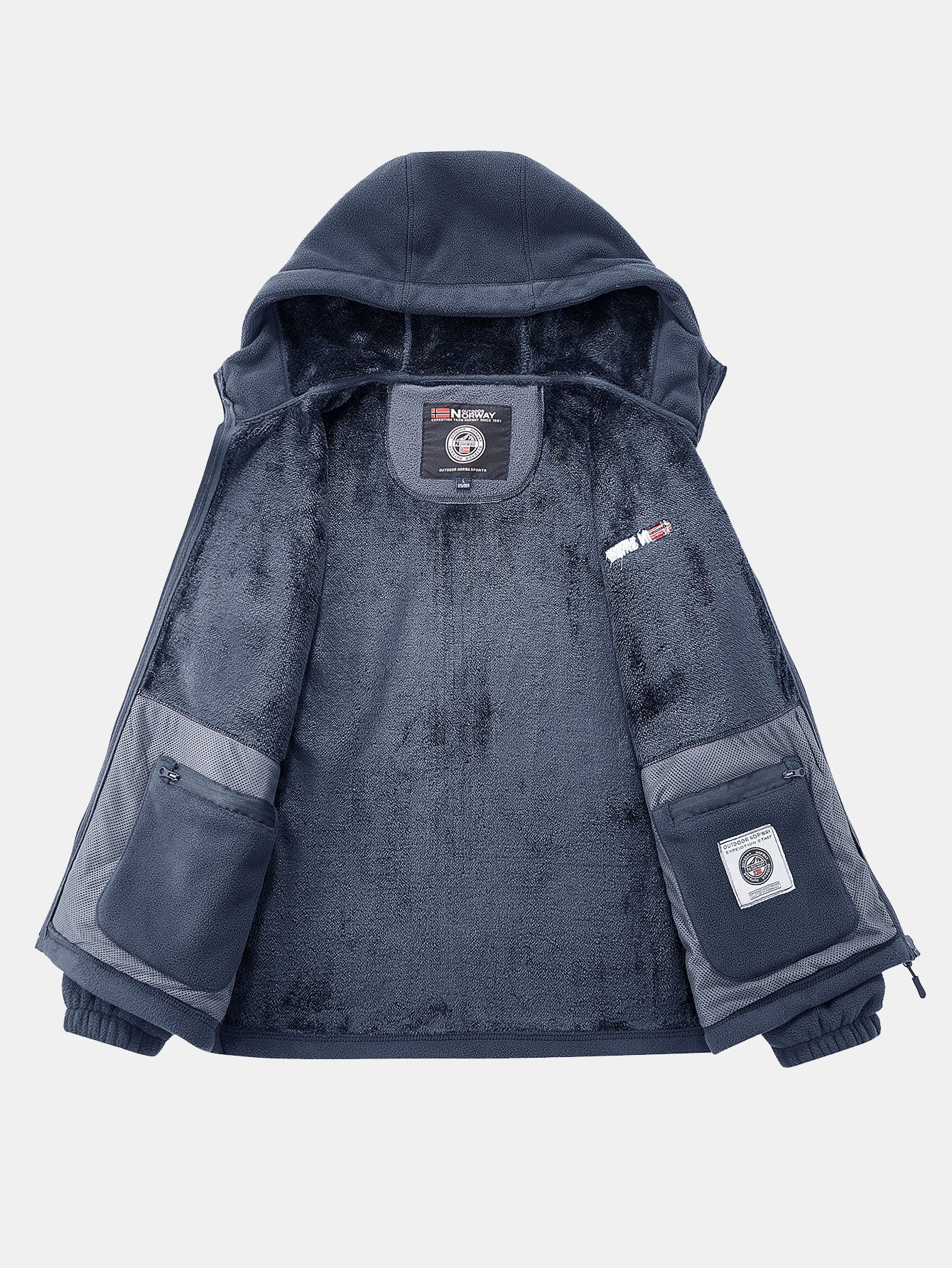 Teddy-Fleece gefütterter Kapuzenmantel aus Polar-Fleece