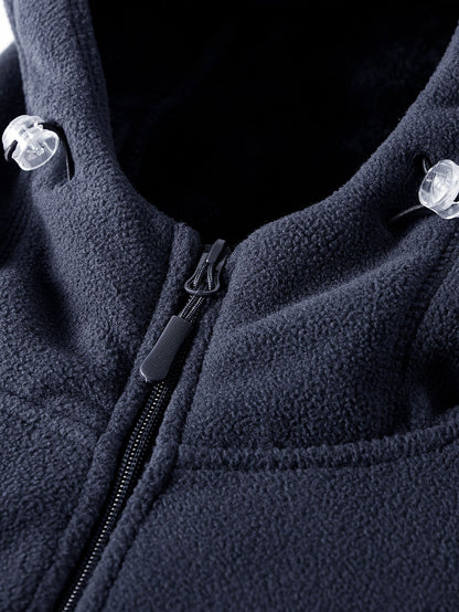 Teddy-Fleece gefütterter Kapuzenmantel aus Polar-Fleece